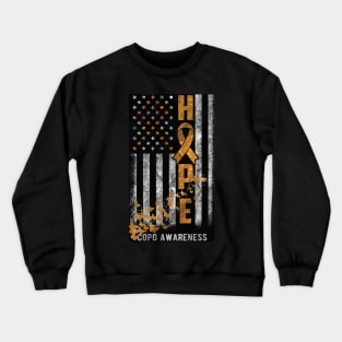 COPD Awareness Hope Flag Orange Butterflies Crewneck Sweatshirt